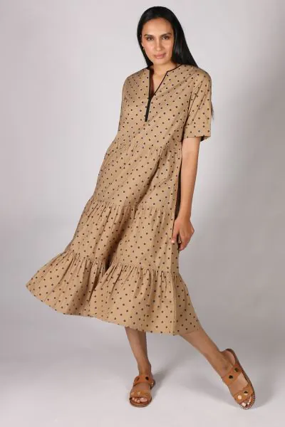 Spot Mangar Dress By Bagruu In Taupe