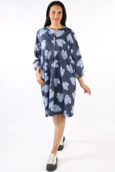Leaf Doria Dress In Navy By Bagruu