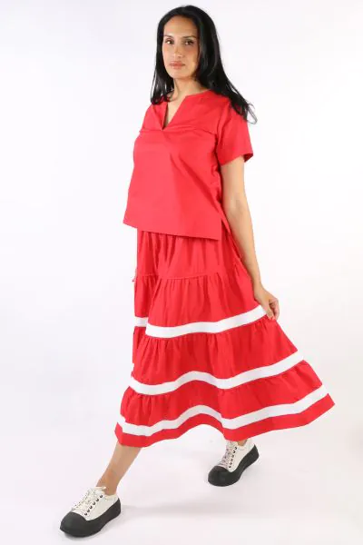 Bagruu Diwali Tape Skirt In Cherry