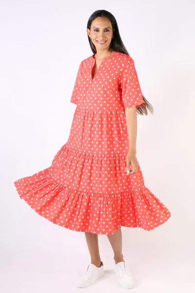 Mangar Spot Dress By Bagruu In Geranium
