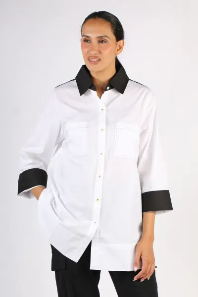Bagruu Harvey CB Shirt In White and Black