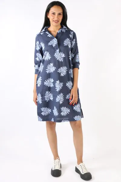 Leaf Raquel Dress In Navy By Bagruu