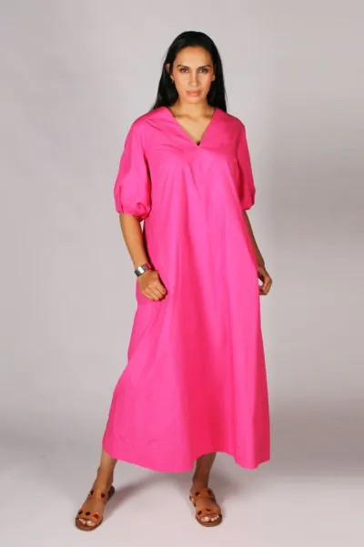 Theory Maxi Dress By Bagruu In Hot Pink
