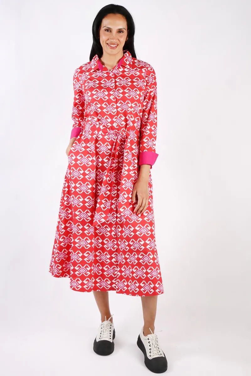 open lace back dress Stylish Red Western Aztec T-Shirt Dress for Trendy Looks